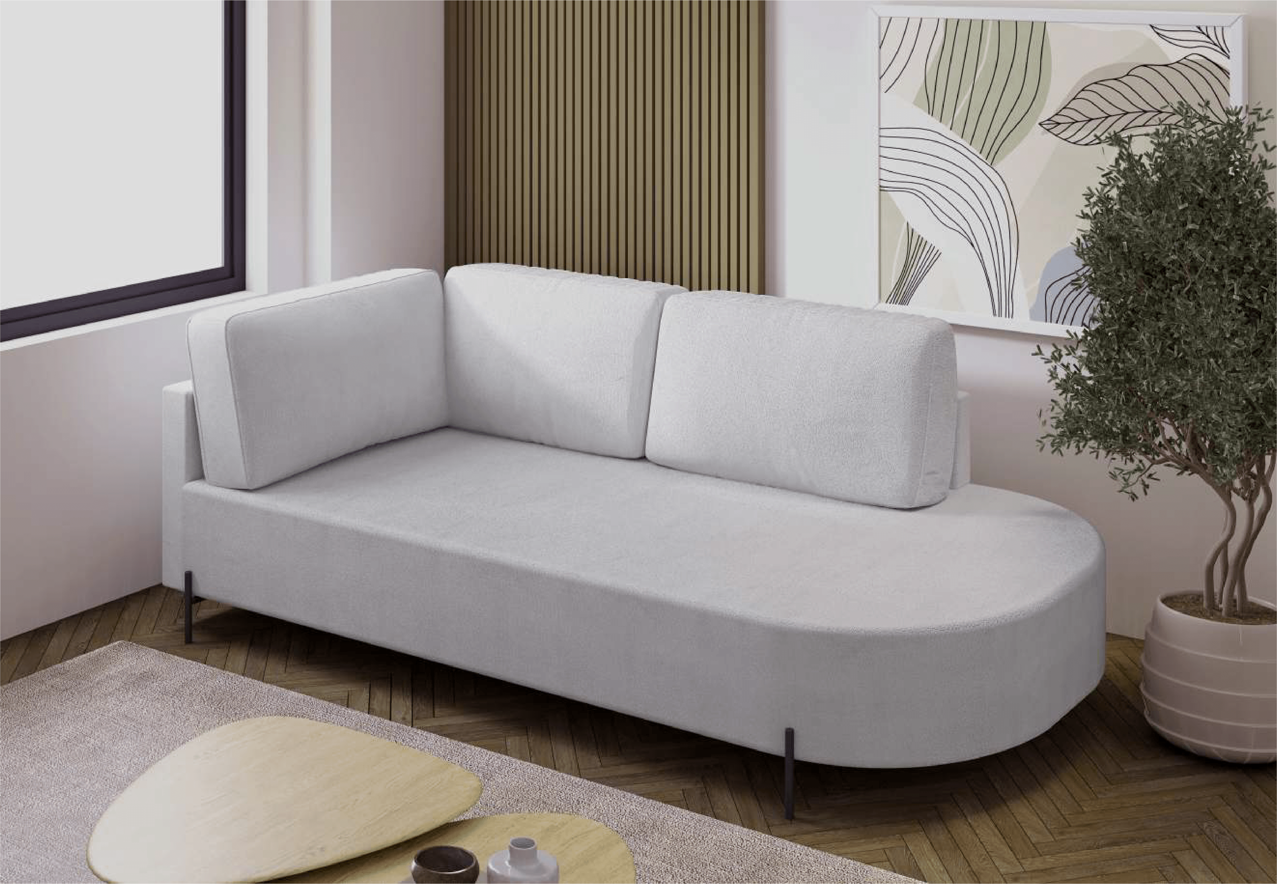 Sofá de Canto Orgânico Marajó Celflex em ambiente decorado